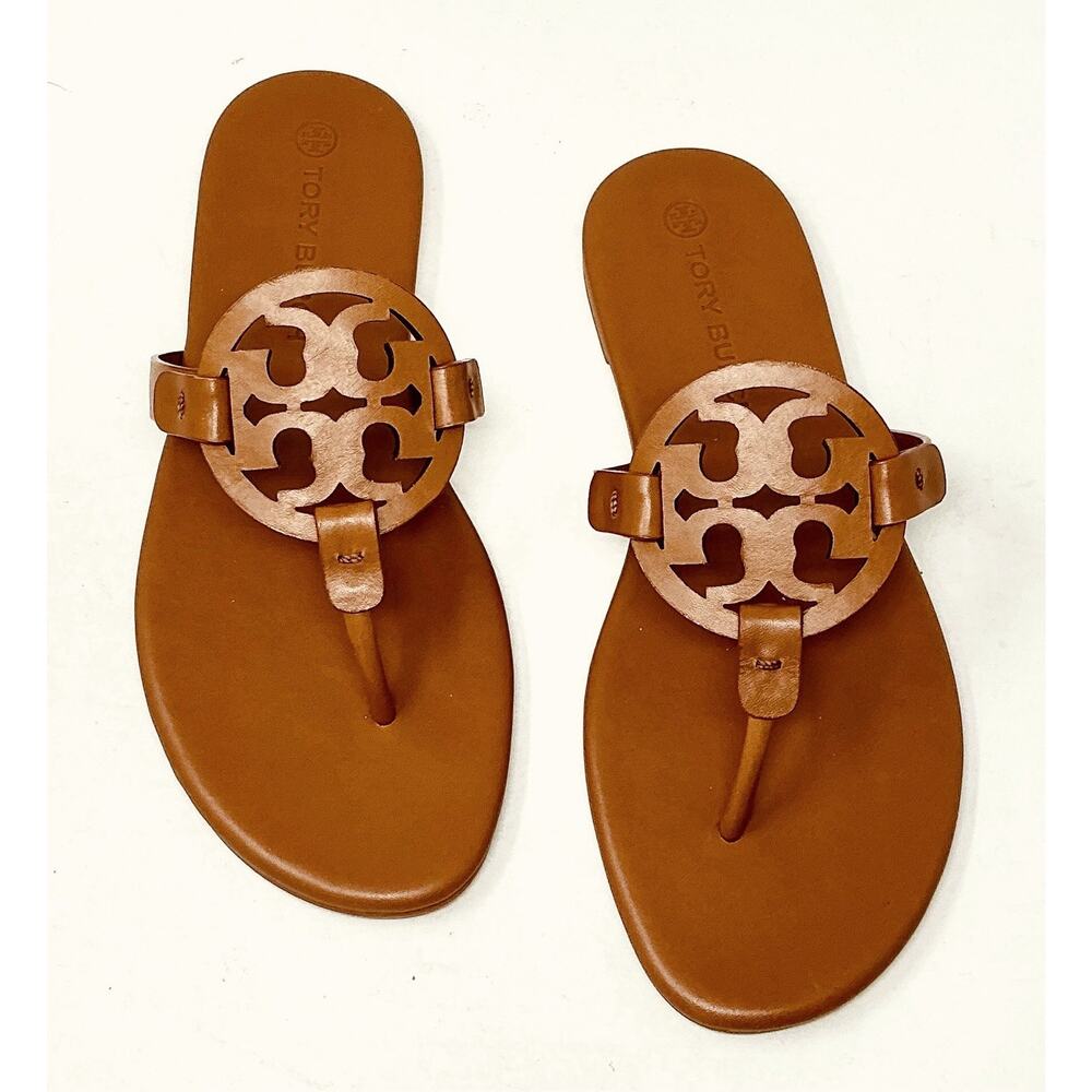 Tory Burch Miller Calf Leather Sandals Miele Size 9 NIB
